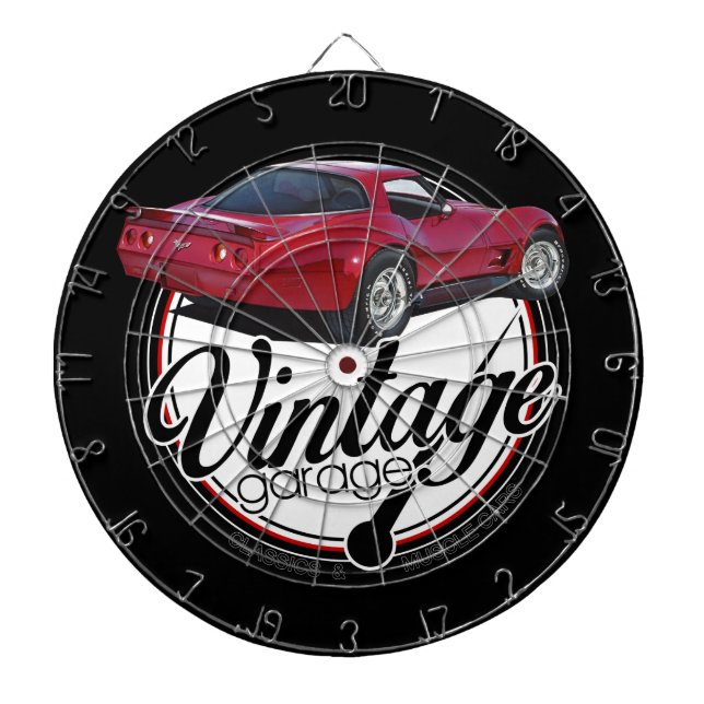 Vintage Garage Corvettes Dartboard (Front)