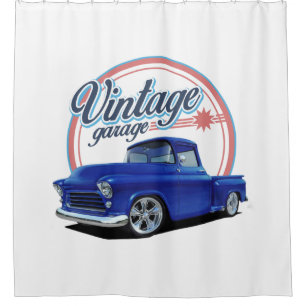 Vintage Garage In Blue Shower Curtain