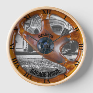 Vintage Garage Owner Steering Wheel Clock