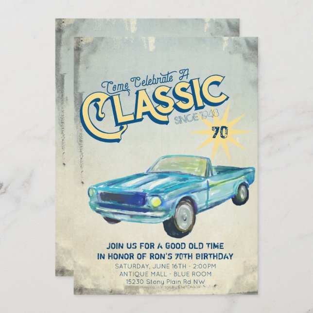 Vintage Garage Poster Party Invitation (Front/Back)