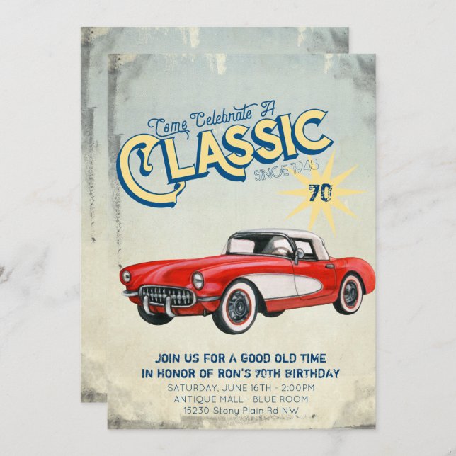 Vintage Garage Poster Party Invitation (Front/Back)