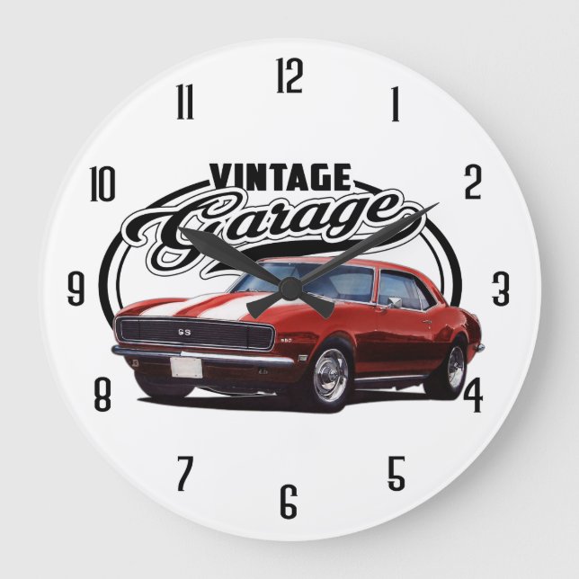 Vintage Garage Red Large Clock (Front)
