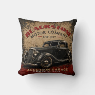 Vintage Garage Repair Service Classic Automobile Cushion