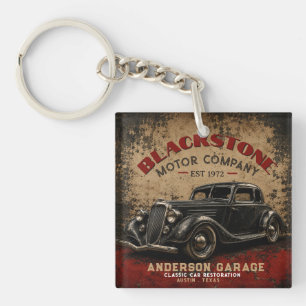 Vintage Garage Repair Service Classic Automobile Key Ring