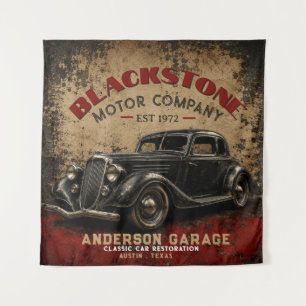 Vintage Garage Repair Service Classic Automobile Tapestry
