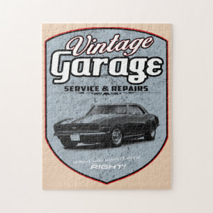 Vintage Garage Retro Camaro Jigsaw Puzzle