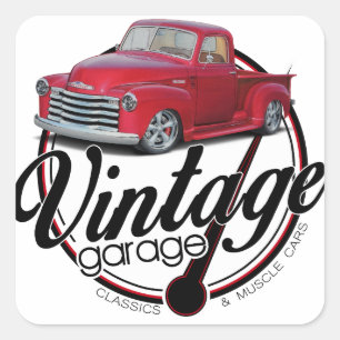 Vintage Garage Truck Square Sticker
