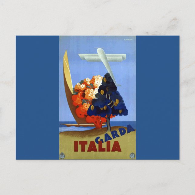 Vintage Garda Italy Europe Air Travel Postcard (Front)