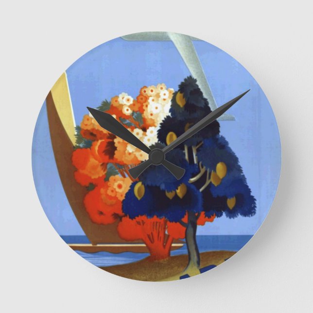 Vintage Garda Italy Europe Air Travel Round Clock (Front)