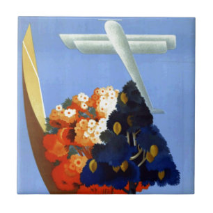 Vintage Garda Italy Europe Air Travel Tile