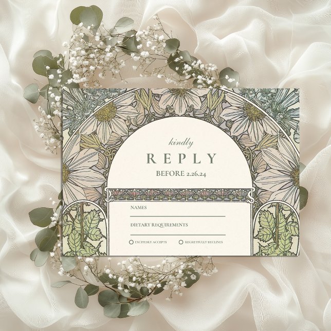 Vintage Garden Arch wedding RSVP Card (Creator Uploaded)