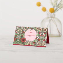 Vintage Garden Art Nouveau Folded Place Card