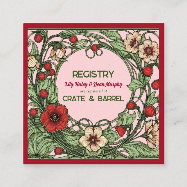 Vintage Garden Art Nouveau Wedding Enclosure Card (Front)