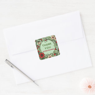 Vintage Garden Art Nouveau Wedding Square Sticker