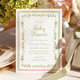 Vintage Garden Baby Shower Invitation