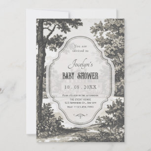 Vintage garden baby shower invitation