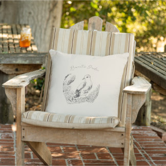 Vintage Garden Bird – Black-White Botanical Art Cushion