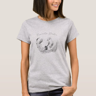 Vintage Garden Bird – Black-White Elegant Floral T-Shirt