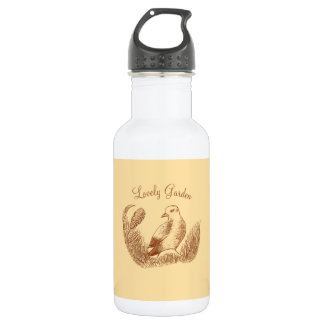 Vintage Garden Bird – Elegant Floral Charm 532 Ml Water Bottle