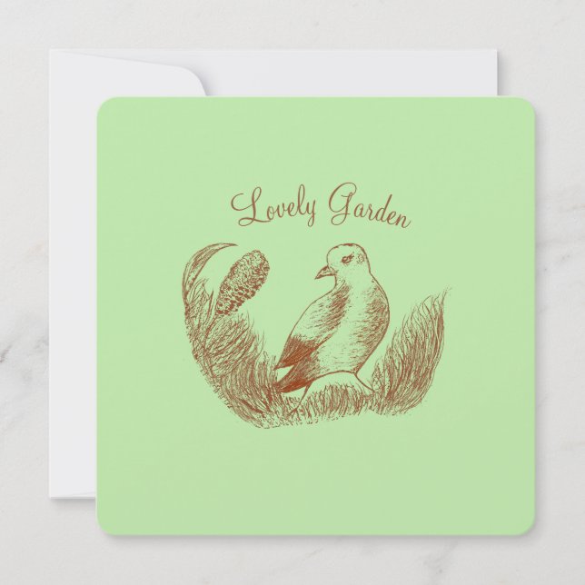 Vintage Garden Bird – Monochrome Elegant Floral Card (Front)