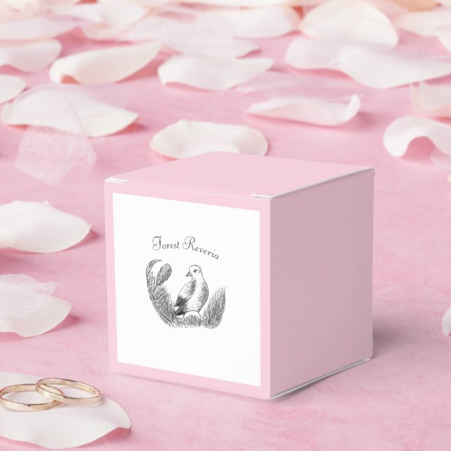 Vintage Garden Bird – Monochrome Floral Favour Box (Wedding)