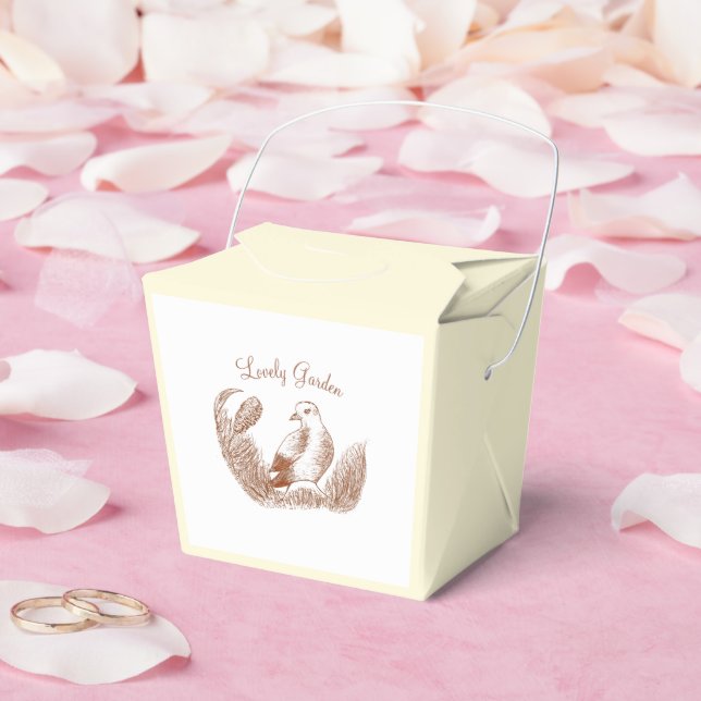 Vintage Garden Bird – Monochrome Floral Favour Box (Wedding)