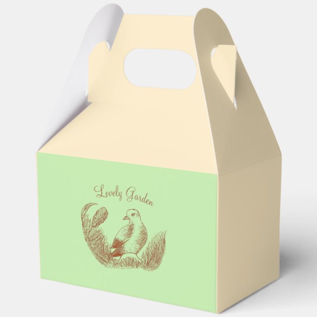 Vintage Garden Bird – Monochrome Floral Favour Box (Front)