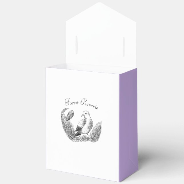 Vintage Garden Bird – Monochrome Floral Favour Box (Open)