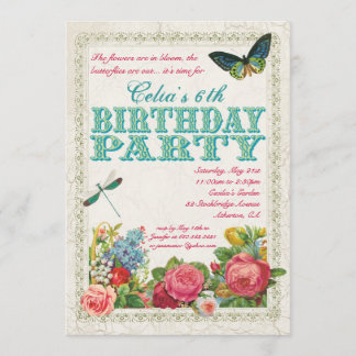 Vintage Garden Birthday Party Invitation