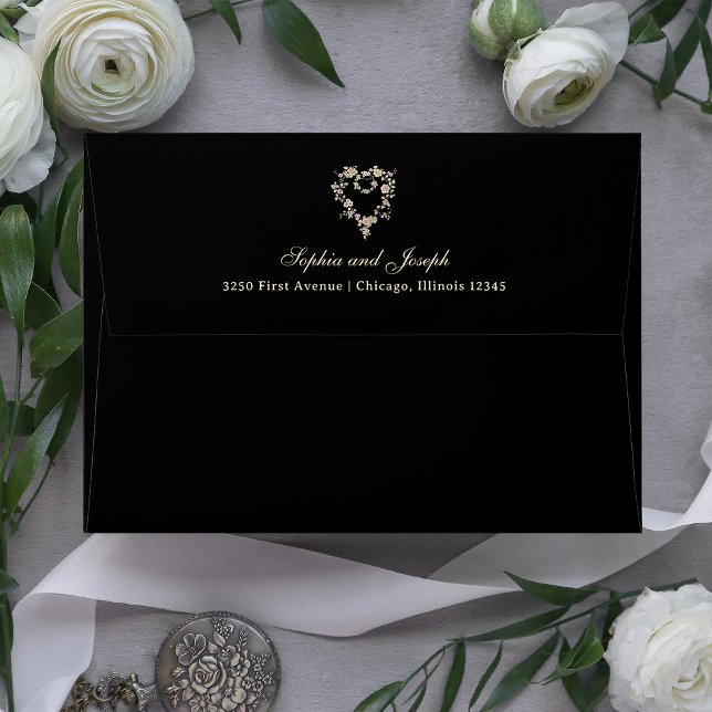 Vintage Garden Black | Colourful Luxe Wedding Envelope (Creator Uploaded)