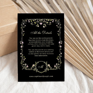 Vintage Garden Black   Luxe Wedding Guest Details Enclosure Card