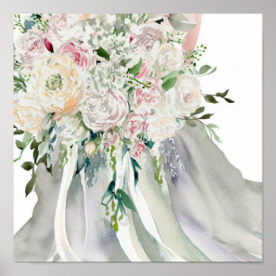 Vintage Garden, Bridal Cascading Bouquet 1, Poster