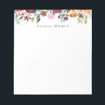 Vintage Garden Burgundy Floral Notepad<br><div class="desc">Vintage inspired watercolor garden flowers and foliage,  personalised notepad.</div>