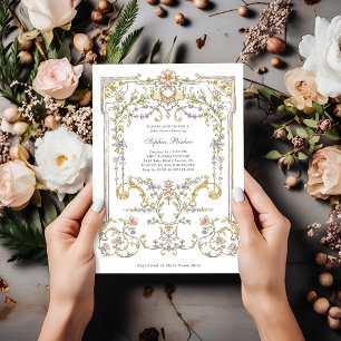 Vintage Garden Colourful Elegant Baby Shower Invitation