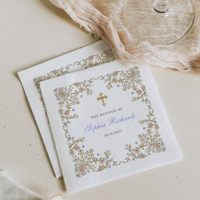 Vintage Garden | Colourful Elegant Baptism Napkin (Creator Uploaded)