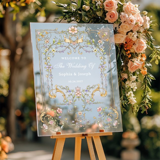Vintage Garden | Colourful Luxe Wedding Welcome Acrylic Sign (Creator Uploaded)