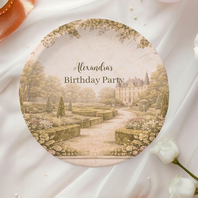 Vintage Garden Countryside Birthday Paper Plate (Creator Uploaded)