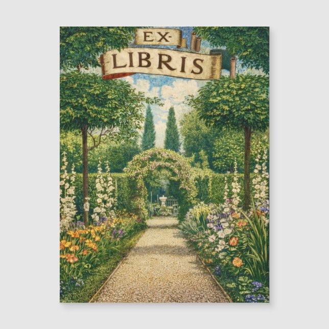 Vintage Garden Ex Libris Bookplate  (Front)