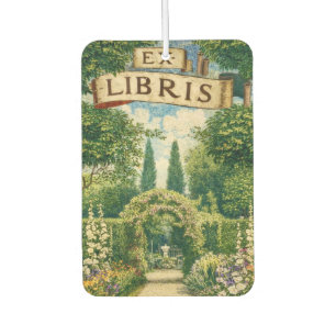 Vintage Garden Ex Libris Bookplate Car Air Freshener