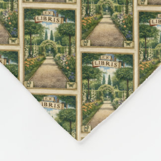 Vintage Garden Ex Libris Bookplate Fleece Blanket