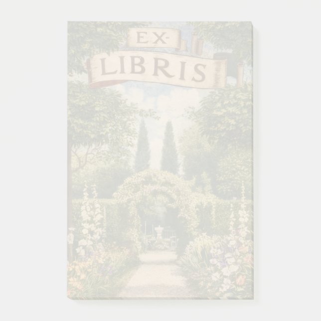 Vintage Garden Ex Libris Bookplate  Post-it Notes (Front)