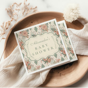 Vintage Garden Floral Baby Shower Napkin
