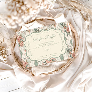 Vintage Garden Floral Diapper Raffle Enclosure Card