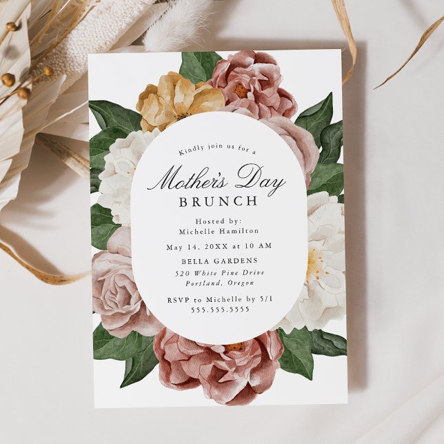 Vintage Garden Floral Frame Mother's Day Brunch Invitation (Creator Uploaded)