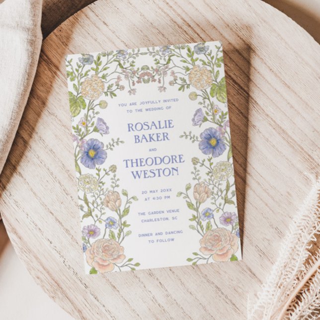 Vintage Garden Floral Frame Wedding Invitation (Creator Uploaded)