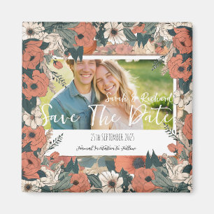 Vintage Garden Floral Save The Date with Photo Magnet