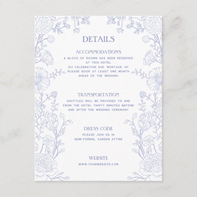 Vintage Garden Floral Wedding Details Enclosure Card (Front)