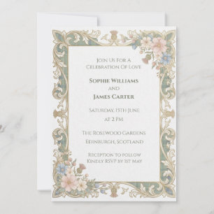 Vintage Garden Floral Wedding Invitation