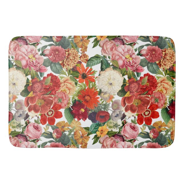 Vintage garden flowers pattern      bath mat (Front)