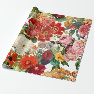 Vintage garden flowers pattern wrapping paper